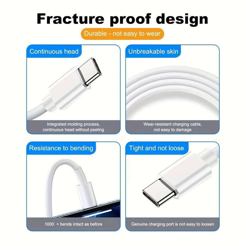 20 Pieces White USB C Fast Charging Cable USB A to C Sync for Apple Galaxy S23 S22 S21 S20 Fold 3 - Image 4