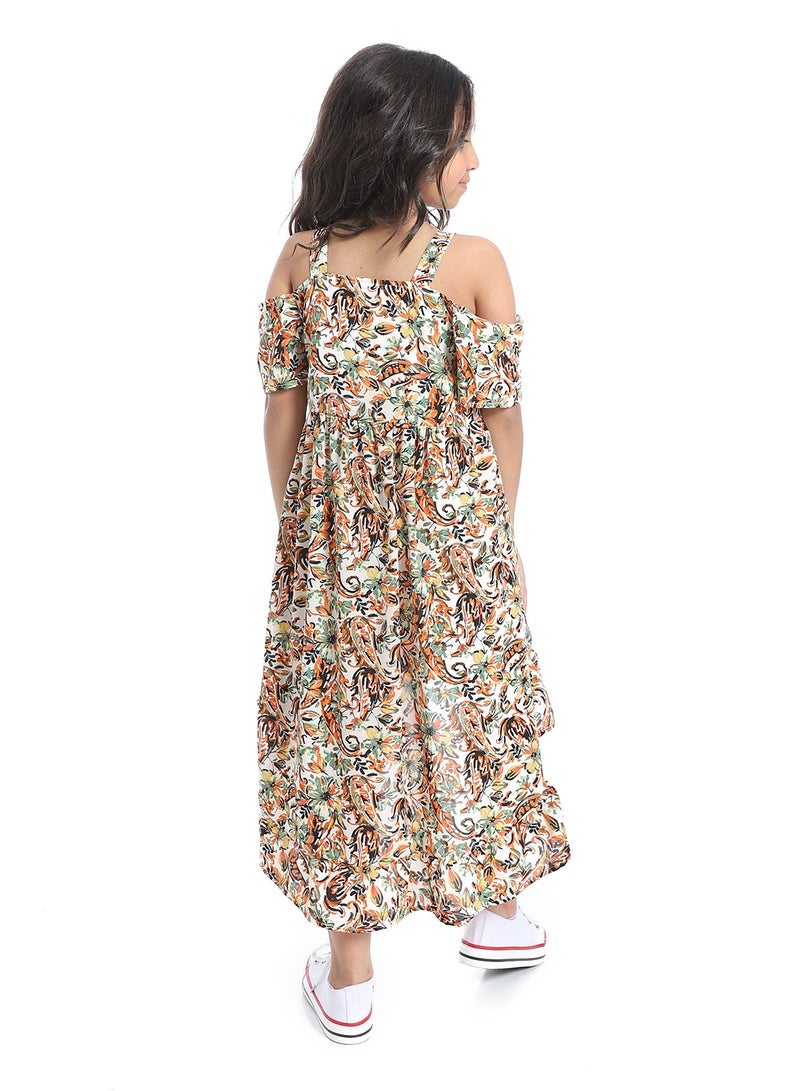 Andora Off-Shoulders Floral Girls Dress - Image 4
