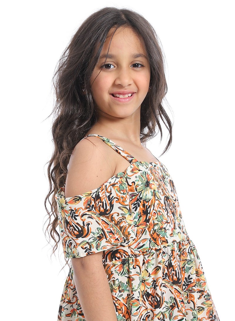 Andora Off-Shoulders Floral Girls Dress - Image 5