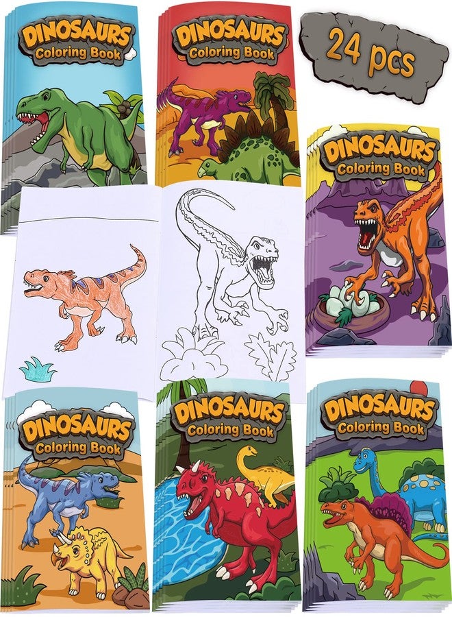 Nezyo 24 Pieces Mini Dinosaur Coloring Books Dino Painting Drawing Book Small Color Booklets Party Favors Coloring Pages Designs Creative Activity Birthday Party Supplies - Image 1