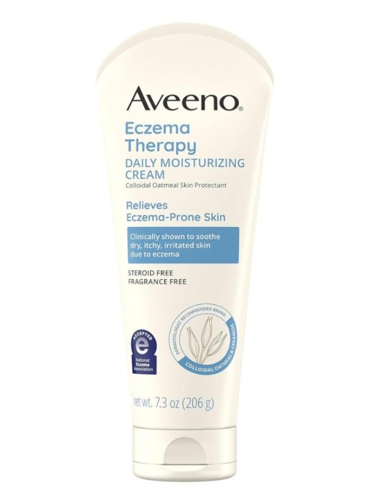 كريم ترطيب الجسم اليومي لعلاج الأكزيما من أفينو للبشرة الحساسة، كريم تخفيف الأكزيما المهدئ، دقيق الشوفان الغروي والسيراميد للبشرة الجافة والحكة، خالي من الستيرويد والعطور، 7.3 أونصة - Image 1