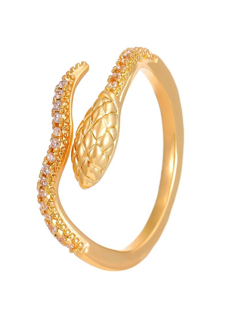 Goolsky Luxury Snake Ring for Women | Adjustable Crystal Open Ring | Trendy Statement Jewelry  - Image 1