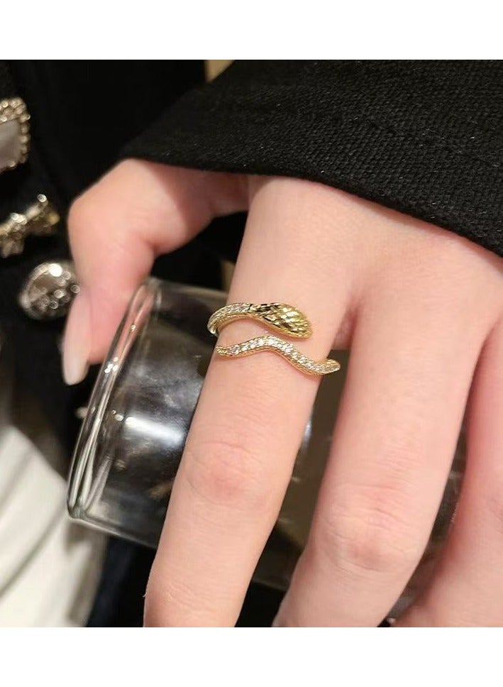 Goolsky Luxury Snake Ring for Women | Adjustable Crystal Open Ring | Trendy Statement Jewelry  - Image 2