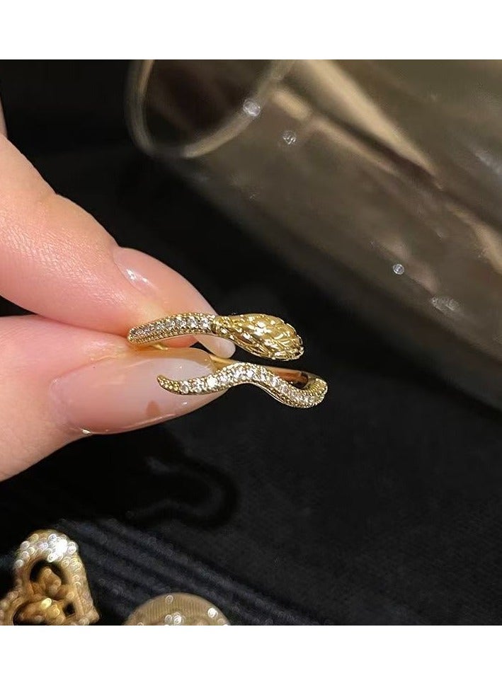 Goolsky Luxury Snake Ring for Women | Adjustable Crystal Open Ring | Trendy Statement Jewelry  - Image 3