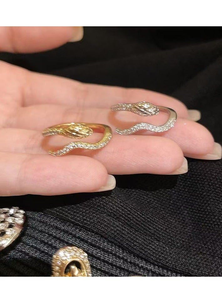 Goolsky Luxury Snake Ring for Women | Adjustable Crystal Open Ring | Trendy Statement Jewelry  - Image 4