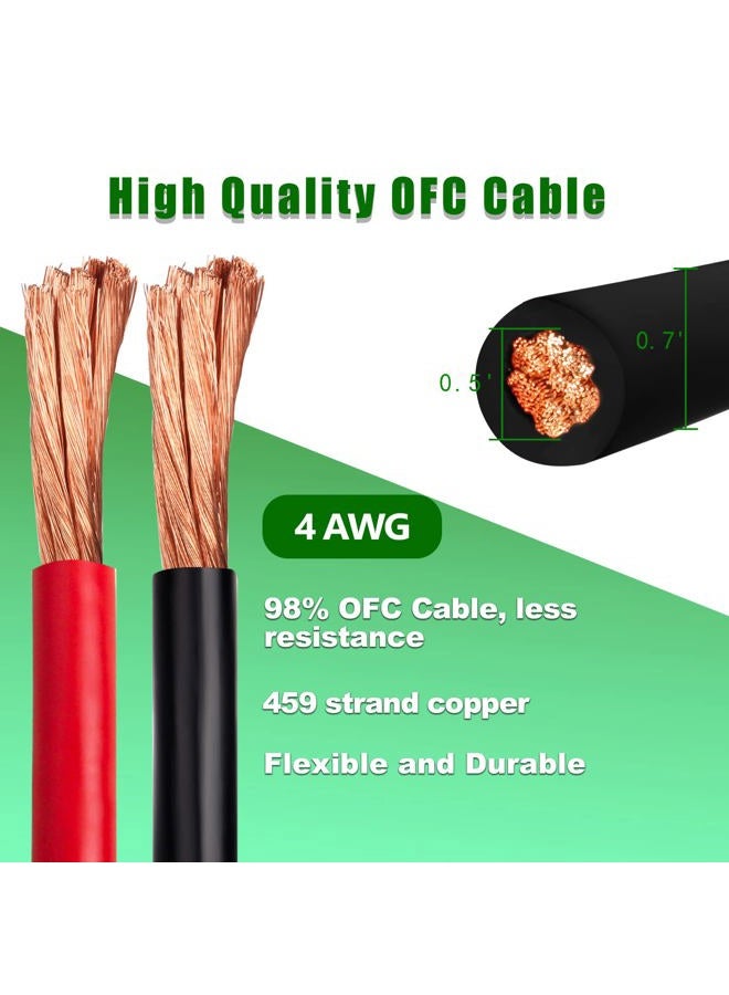Kimbluth 4 Gauge Battery Cable Copper Wire, 3FT Red+3FT Black 4 AWG Welding Cable Standard USA OFC Wire for Automotive, Battery, Solar, Marine and Generator - Image 2