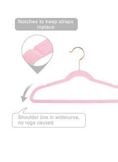 Red Dot Gift Premium Kids Velvet Hangers (Pack of 50) 14″ Wide with Copper Rose Gold Hooks,Space Saving,Nonslip Huggable Closet Hangers for Petite Junior Children’s Skirt Dress Pants,Clothes Hangers  - Image 3