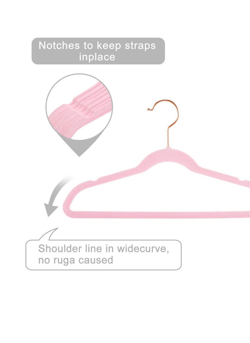 Red Dot Gift Premium Kids Velvet Hangers (Pack of 50) 14″ Wide with Copper Rose Gold Hooks,Space Saving,Nonslip Huggable Closet Hangers for Petite Junior Children’s Skirt Dress Pants,Clothes Hangers  - Image 3