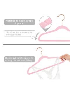 Red Dot Gift Premium Kids Velvet Hangers (Pack of 50) 14″ Wide with Copper Rose Gold Hooks,Space Saving,Nonslip Huggable Closet Hangers for Petite Junior Children’s Skirt Dress Pants,Clothes Hangers  - Image 5