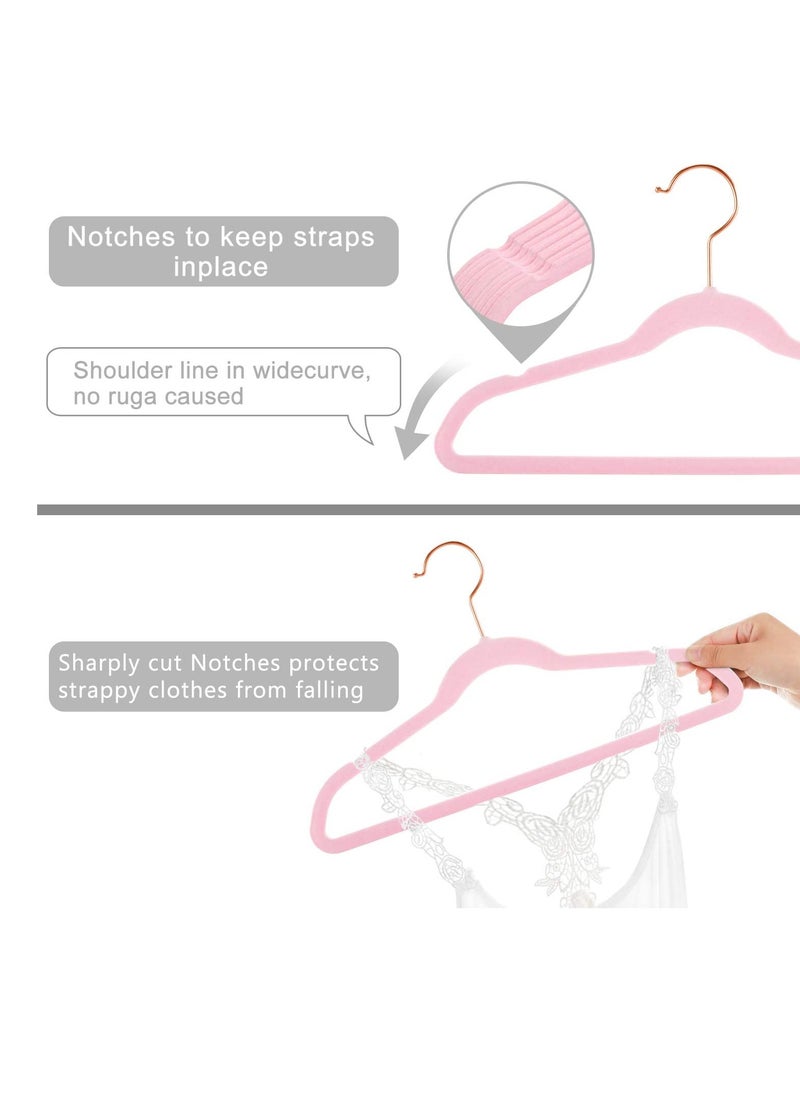 Red Dot Gift Premium Kids Velvet Hangers (Pack of 50) 14″ Wide with Copper Rose Gold Hooks,Space Saving,Nonslip Huggable Closet Hangers for Petite Junior Children’s Skirt Dress Pants,Clothes Hangers  - Image 5