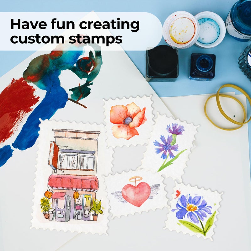 Funto Blank Watercolor Paper Postcards, 100% Cotton, 28 Cards+2 Watercolor Stamps, 4x6, 140lb/300gsm, Acid-Free Heavyweight for Thanks - Image 5