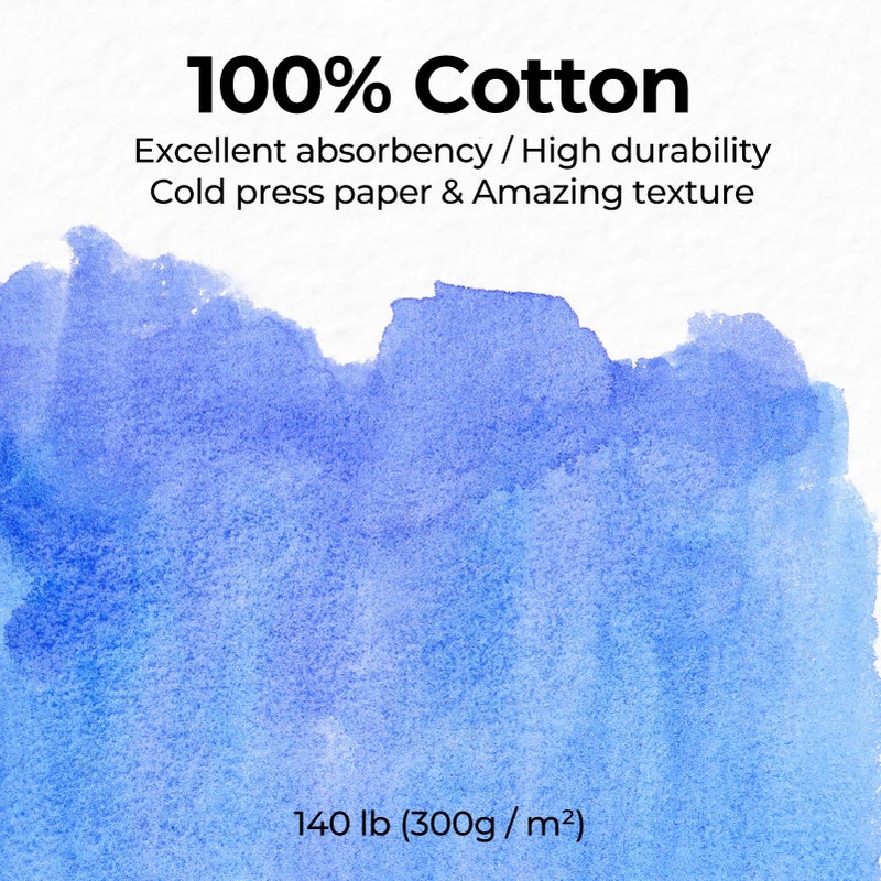 Funto Blank Watercolor Paper Postcards, 100% Cotton, 28 Cards+2 Watercolor Stamps, 4x6, 140lb/300gsm, Acid-Free Heavyweight for Thanks - Image 4