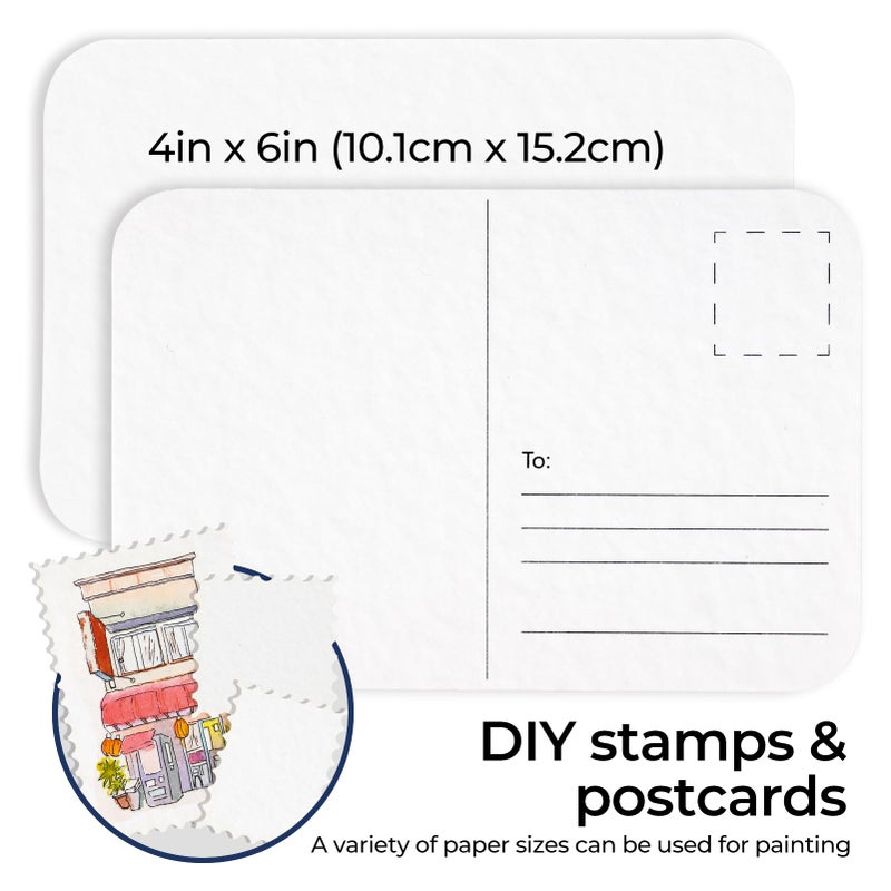 Funto Blank Watercolor Paper Postcards, 100% Cotton, 28 Cards+2 Watercolor Stamps, 4x6, 140lb/300gsm, Acid-Free Heavyweight for Thanks - Image 3