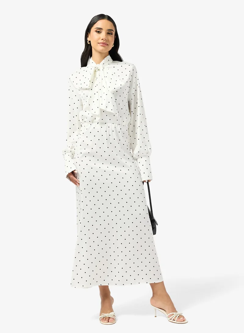 Ginger  Polka Dot Bow Tie Detail Blouse for Women | Best Price UAE