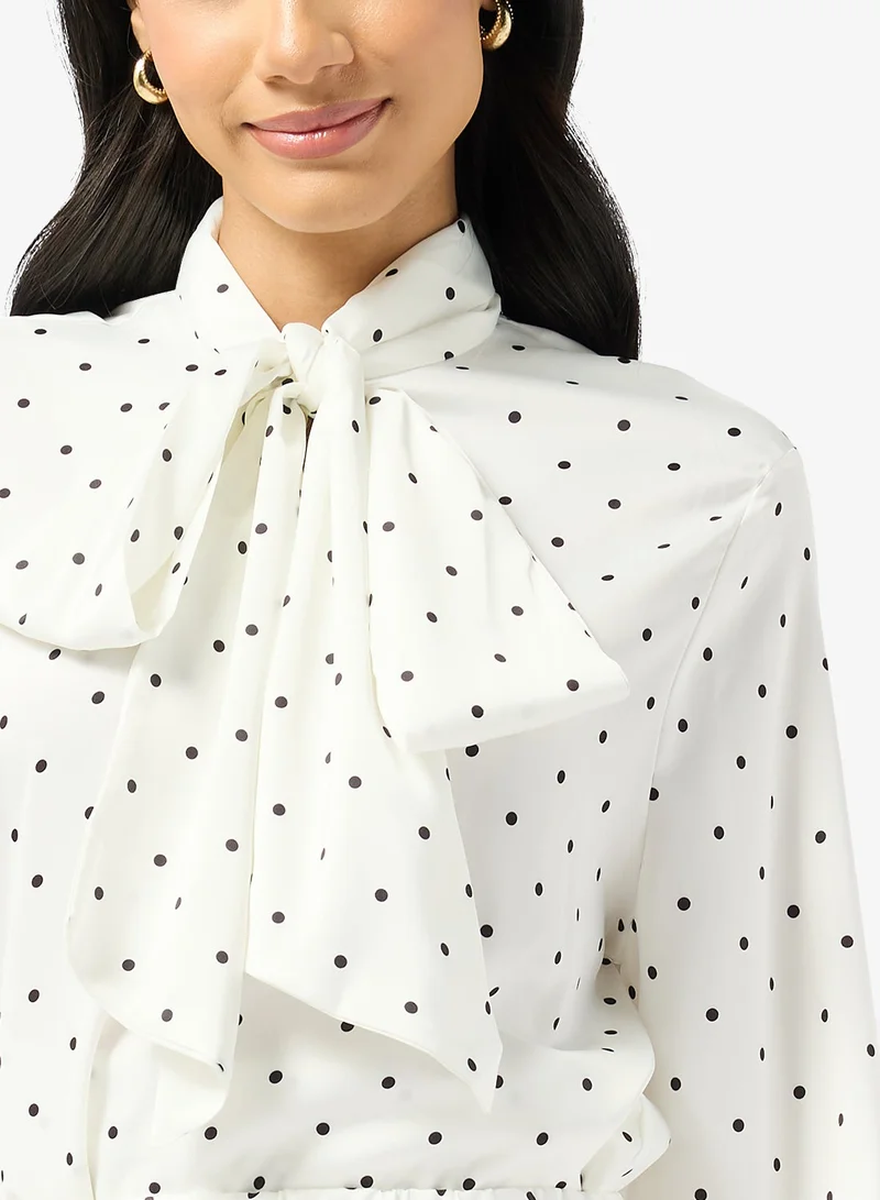 Ginger  Polka Dot Bow Tie Detail Blouse for Women | Best Price UAE
