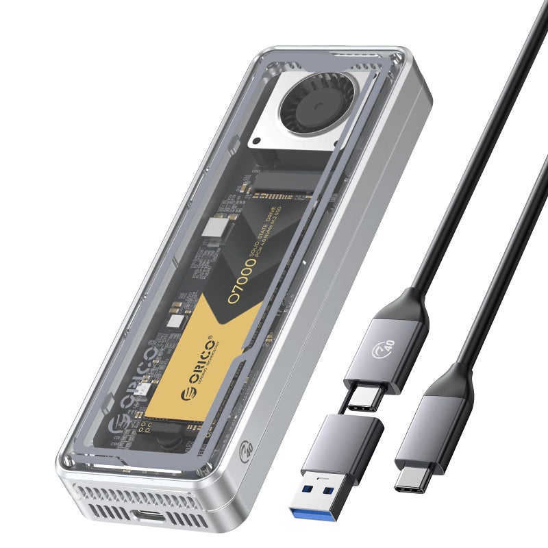 ORICO 40Gbps M.2 NVMe SSD Enclosure with Cooling Fan, Tool-Free Installation Aluminum Crystal NVMe Case, Support 2280 M2 Solid State Drive, Compatible with Thunderbolt 3/4 USB4/3.2/3.1/3.0 - Image 1