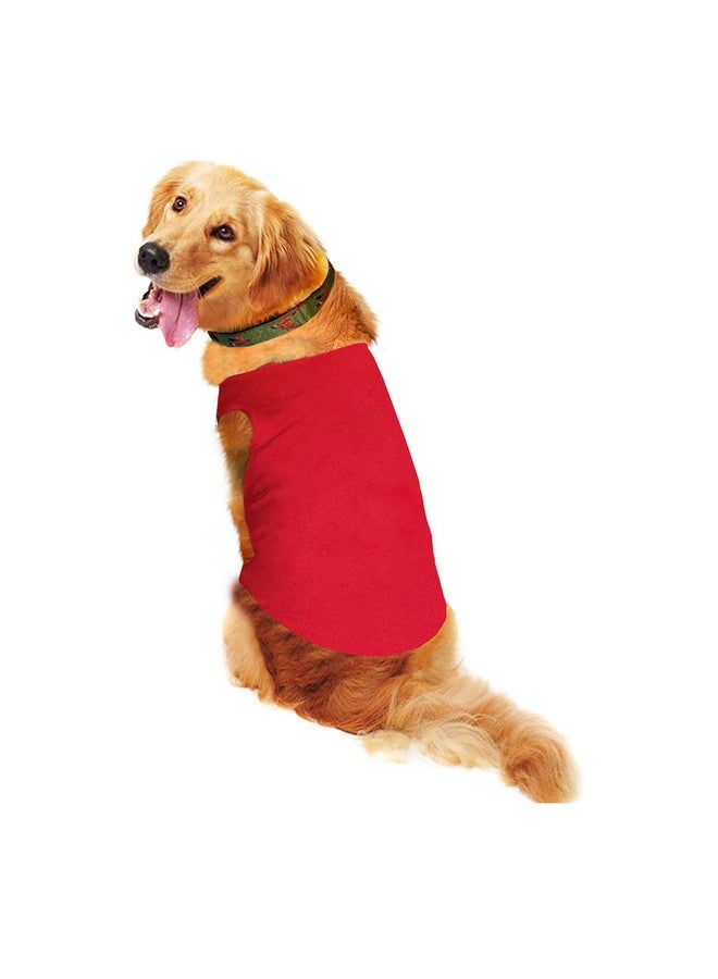 سايج سكوير تي شيرت كلاب قطني مريح بدون أكمام ناعم وجيد التهوية، ملابس كلاب، قميص داخلي للجراء، ملابس عصرية (أحمر) (كبير) (20 بوصة) - Image 1