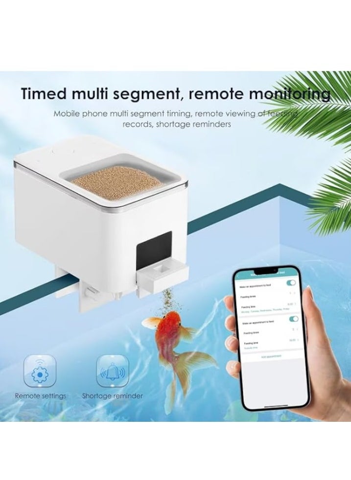 XiuWoo Bluetooth Fish Feeder Automatic Dispenser for Aquarium, Food Dispenser for Fish Tank with App Control, USB Powered for Small Fish Tank Pelleted Food, Electronic Feeders for Animals, White  - Image 2