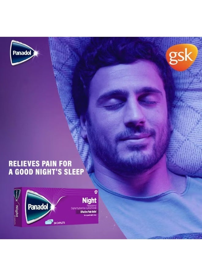 Panadol Night Caplets – Effective Pain Relief & Better Sleep | 24 Caplets - Image 1
