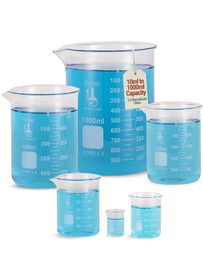 Karter Scientific كوب زجاجي منخفض الشكل من البورسليكات 213A2 - عبوة من 5 - Image 1