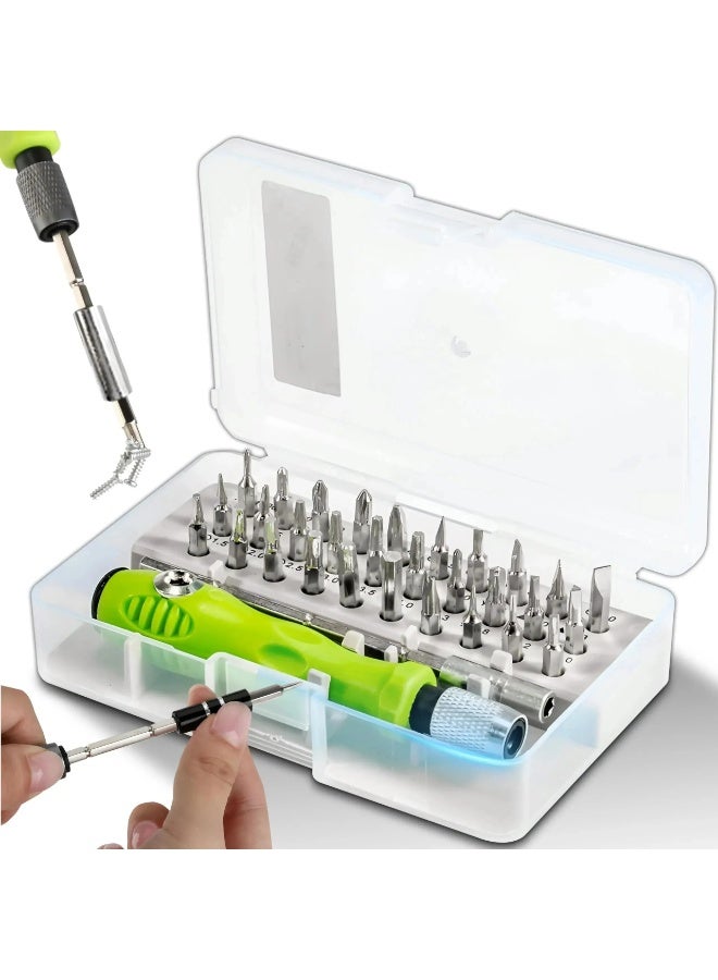 AKSONZ 32-in-1 Precision Magnetic Screwdriver Set with Multi-Functional S2 Steel Bits – Professional Repair Tool Kit for Mobile Phones, Laptops, Watches, Eyeglasses, and Electronics (Pocket-Sized Case) - Image 1