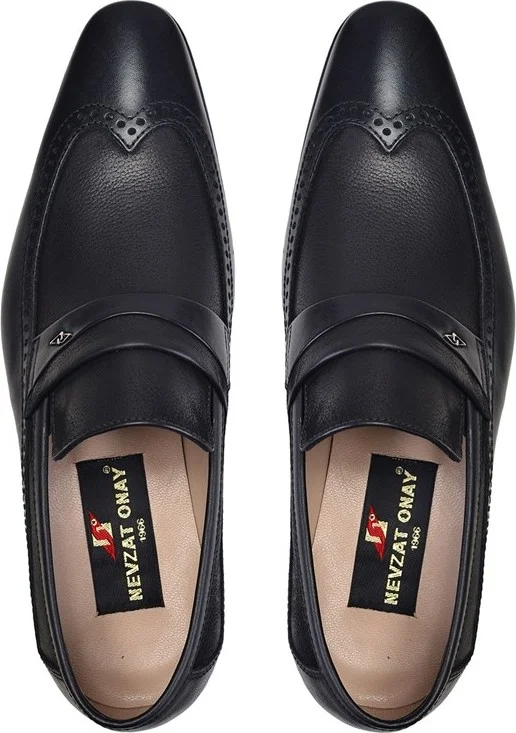 Nevzat Onay Black Classic Loafer Leather Men's Shoes -6967-
