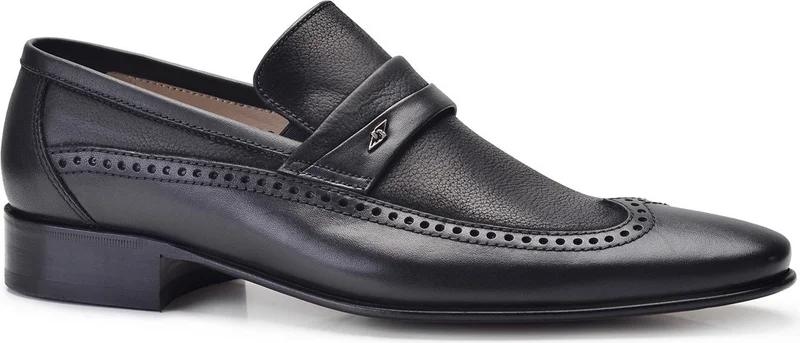 Nevzat Onay Black Classic Loafer Leather Men's Shoes -6967-