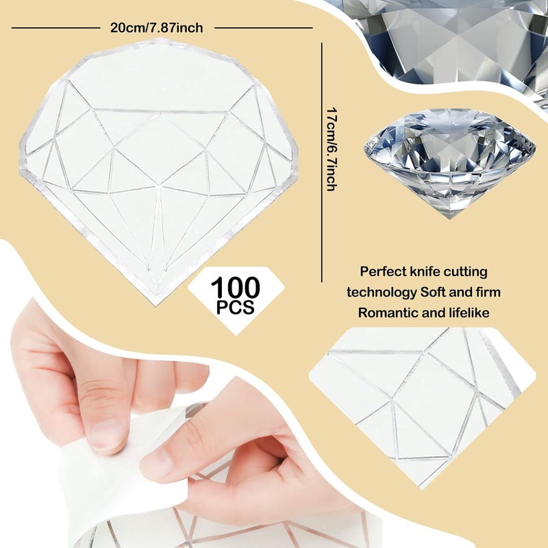 Teling 100 Pack 64 Inch Silver Foil Napkins Disposable Christmas Party Paper Napkins Party Decorations for Wedding Birthday Disco Party Bridal Shower EngagementDiamond - Image 2