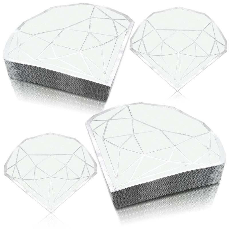 Teling 100 Pack 64 Inch Silver Foil Napkins Disposable Christmas Party Paper Napkins Party Decorations for Wedding Birthday Disco Party Bridal Shower EngagementDiamond - Image 1