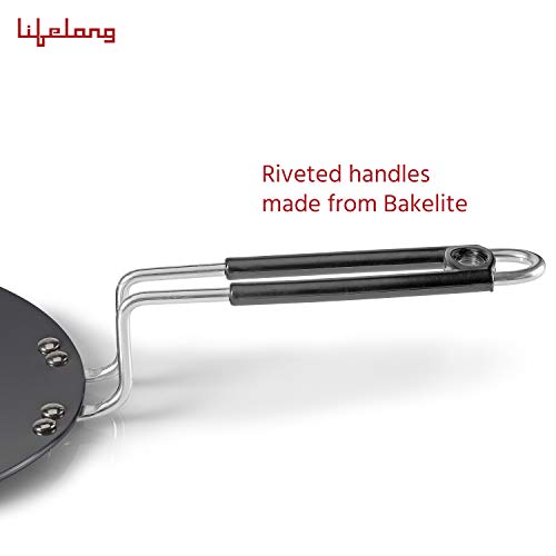 Lifelong Hard Anodized Concave Tawa, 255 mm,Induction and Gas Compatible, Black - Image 3