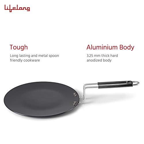 Lifelong Hard Anodized Concave Tawa, 255 mm,Induction and Gas Compatible, Black - Image 5
