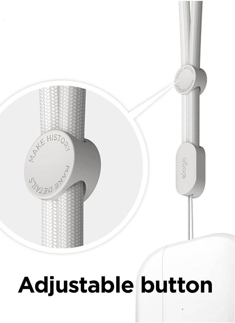 Universal Nylon Strap with Adjustable Button Compatible with AirPods Pro 2 (2nd Generation) - Ivory