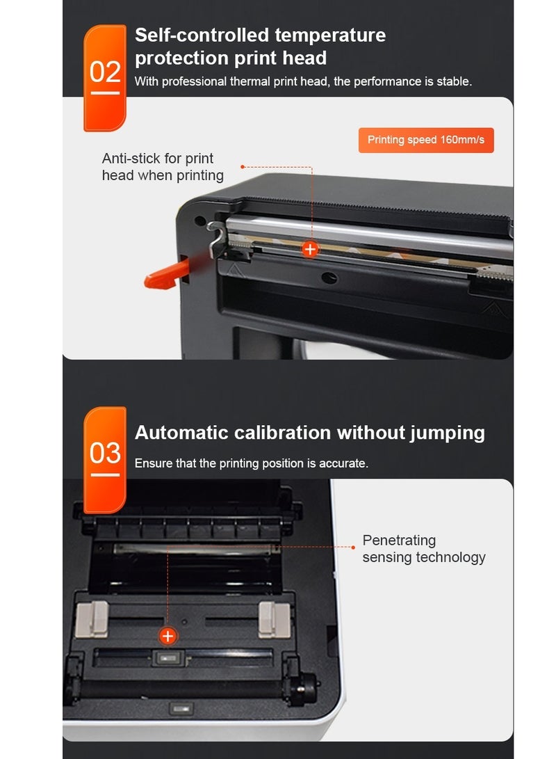 Joshberg Thermal Shipping Label Printer Label Print, Bluetooth Label Printer, Express Shipping Warehouse Barcode Label Printer - Image 5