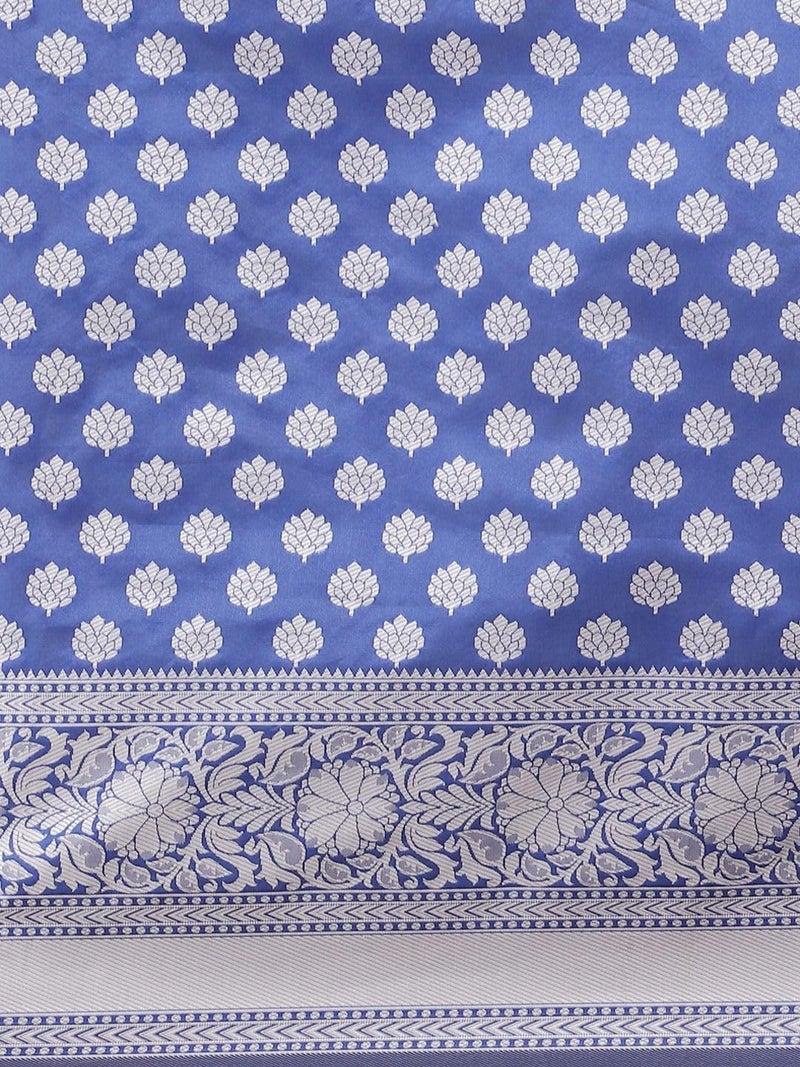 LACOSSI Pure Fancy Kanjivaram Jacquard Silk Saree Banarasi Silk Saree Rich Pallu Design Woven Jacquard Trendy Special Occassion Wear With Unstitched Blouse Piece (6107-Blue) - Image 5
