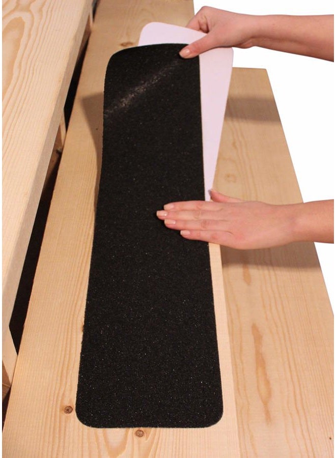 FINEHOUS 6”x30” Stair Treads Non-Slip Outdoor Tape – (10-Pack) Black Anti-Slip Strips - Image 1