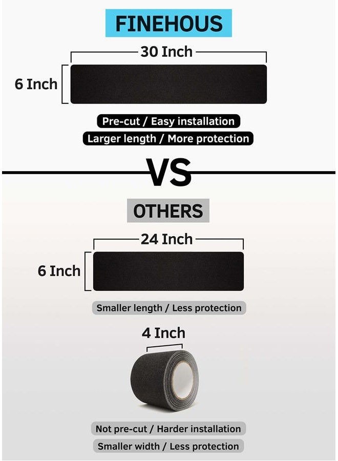 FINEHOUS 6”x30” Stair Treads Non-Slip Outdoor Tape – (10-Pack) Black Anti-Slip Strips - Image 3