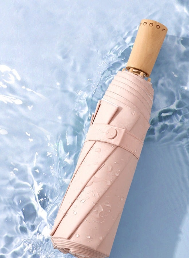 Joychic Women Fashion 3 Folding UPF50+ Anti-UV Windproof Waterproof Travel Umbrella Pink - Image 4