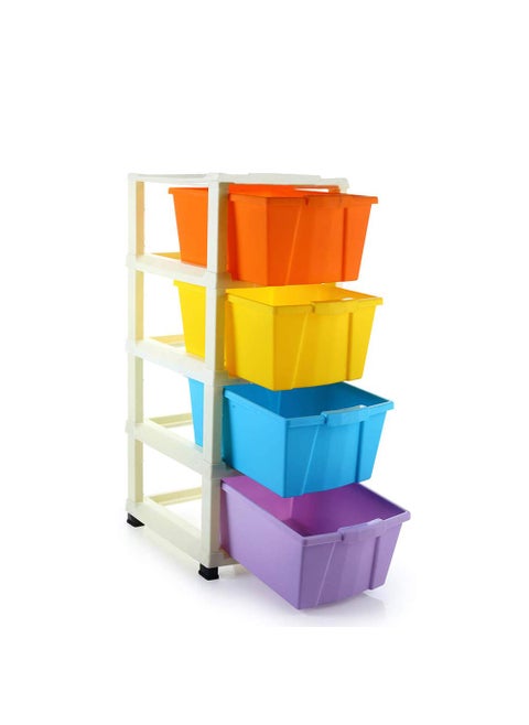 Primelife 4 XL Modular Drawer System for Home Office Parlor School Doctors Home and Kids Product Dimension When assembeled 30cmx39cmx80cm MulticolorBig