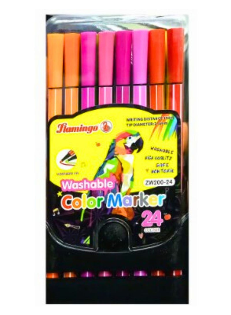 مجموعة أقلام تلوين قابلة للغسل مكونة من 24 قطعة