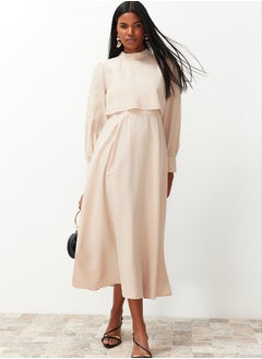 trendyol Beige Aller Piece Detailed Woven Dress TCTSS24EB00190  - Image 2