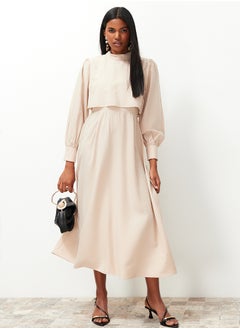 trendyol Beige Aller Piece Detailed Woven Dress TCTSS24EB00190  - Image 1