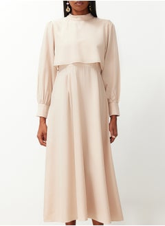 trendyol Beige Aller Piece Detailed Woven Dress TCTSS24EB00190  - Image 5