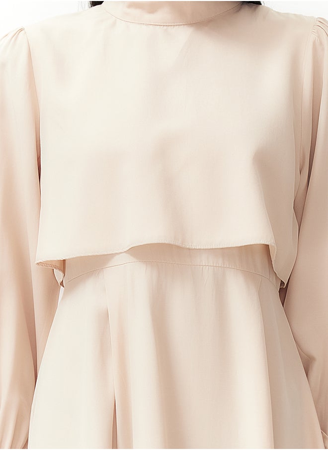 trendyol Beige Aller Piece Detailed Woven Dress TCTSS24EB00190  - Image 4