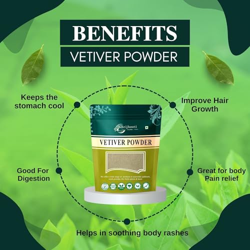 BrijBooti Vetiver Root Organic Powder 100 Gr - Khus Root Powder (khus khus powder) - Kas Ramacham - Vetiveria Zizanioides for Hair Growth| Face Scrub| Healthy Skin | FSSAI, GMP, ISO Certified - Image 2