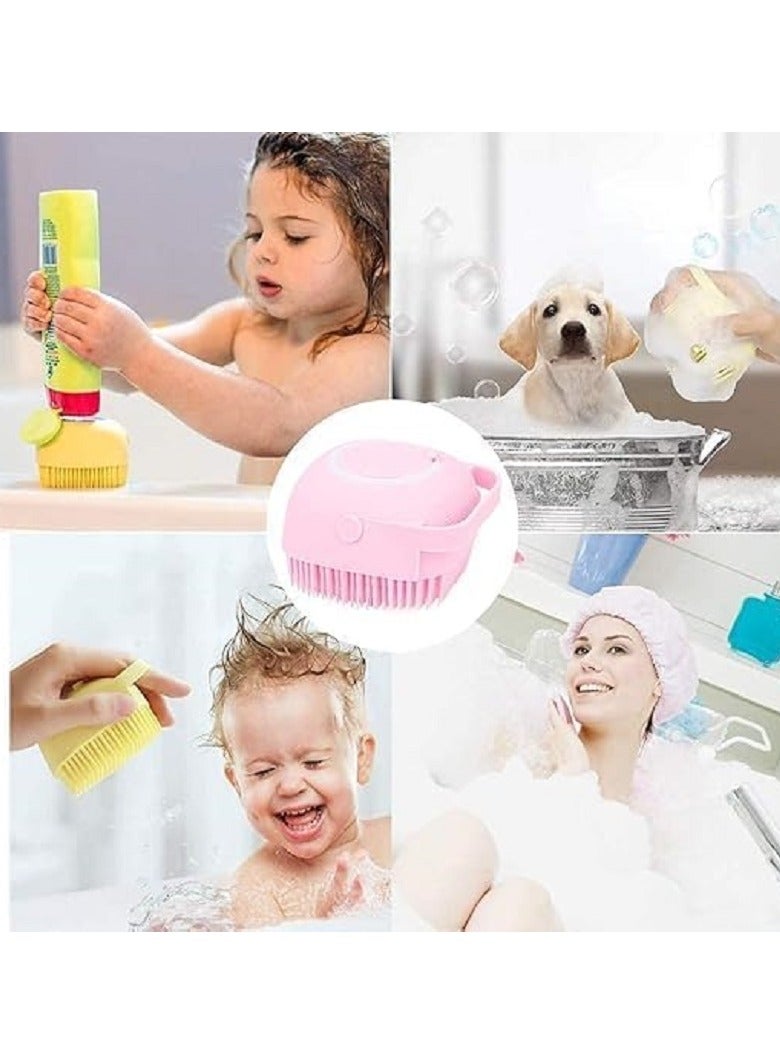 Soft Silicone Bath Brush - Liquid Soap and Body Wash Dispenser - Manual Hair Shampoo Brush for Cleansing and Exfoliating for Women, Men and Kids - Assorted Colors - Image 4