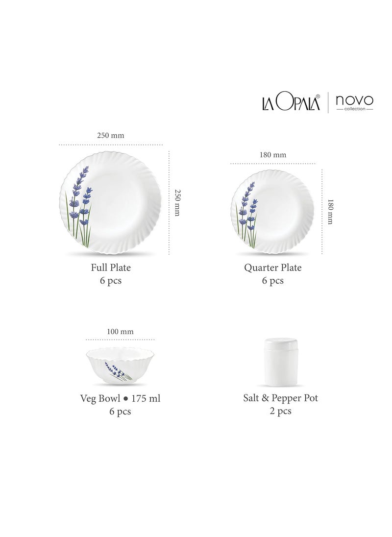 La Opala La Opala, Novo Collection, Opal Glass Dinner Set 20 pcs, English Lavender, White  - Image 3