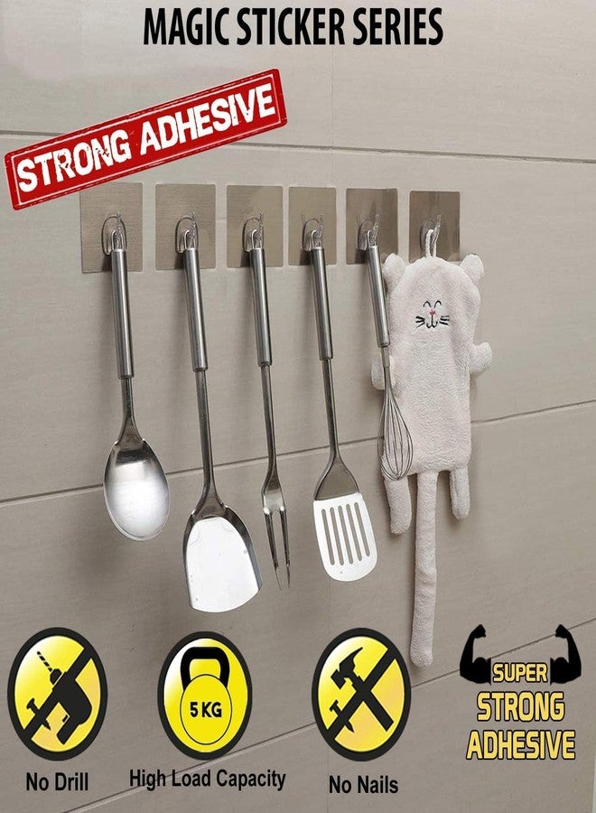Density Collection Wall Hooks Utility Towel Bathrobe Coats,Bathroom Kitchen Waterproof and Oil Proof Nail Free Transparent Heavy Duty Wall Hook & Ceiling Hanger-8 Kg Capicity Each Hook (6) - Image 3
