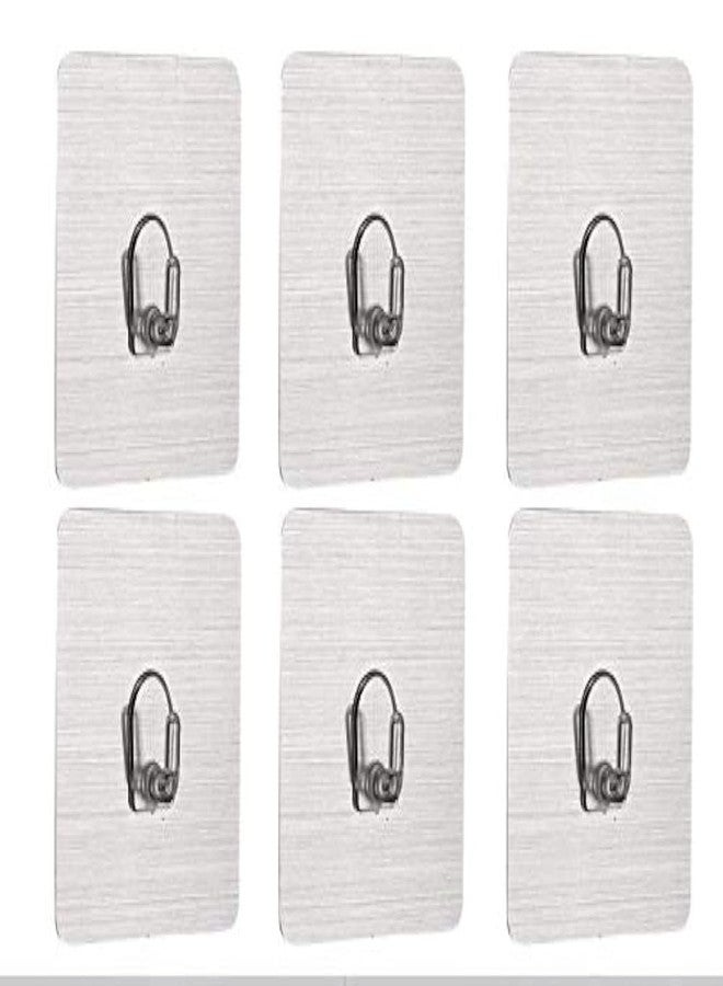 Density Collection Wall Hooks Utility Towel Bathrobe Coats,Bathroom Kitchen Waterproof and Oil Proof Nail Free Transparent Heavy Duty Wall Hook & Ceiling Hanger-8 Kg Capicity Each Hook (6) - Image 1
