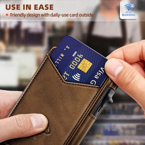 BULLIANT Men Wallet,Money Clip Wallet Slim For Gift Men 9Cards-Metal Credit Card Case in Magnetic Leather Flip - Image 5