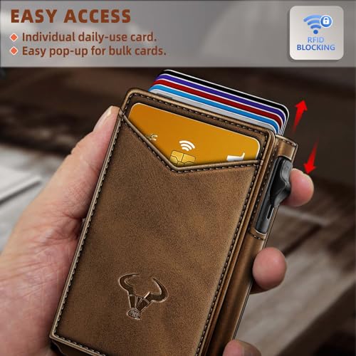 BULLIANT Men Wallet,Money Clip Wallet Slim For Gift Men 9Cards-Metal Credit Card Case in Magnetic Leather Flip - Image 4